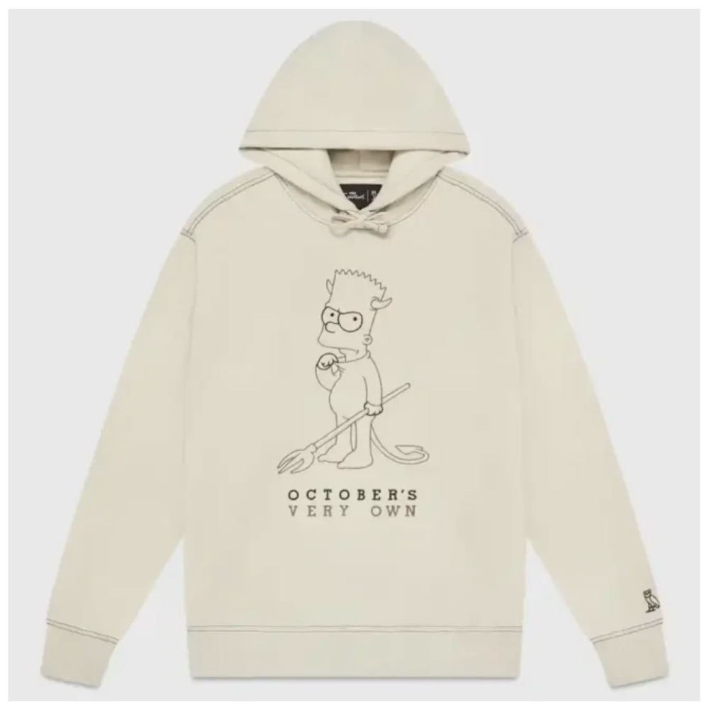 NWT US Small OVO Devil Bart Simpson Heather Oatmeal Hoodie